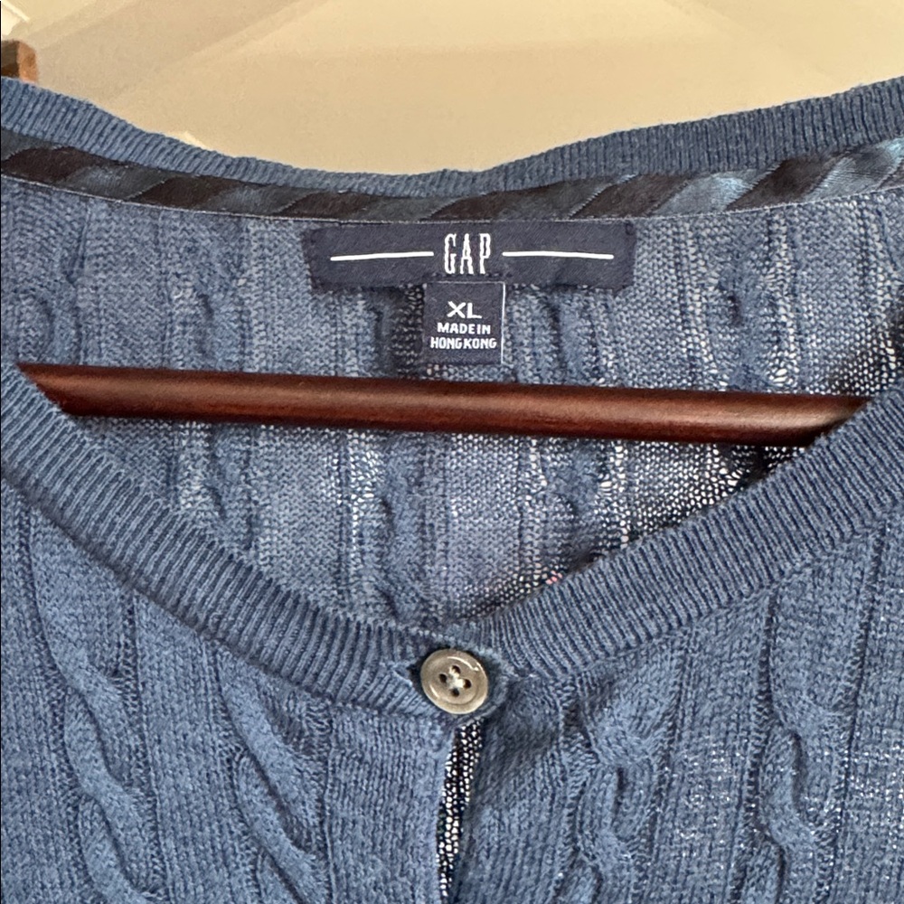 GAP Navy Cable Knit Cardigan - Picture 2 of 9